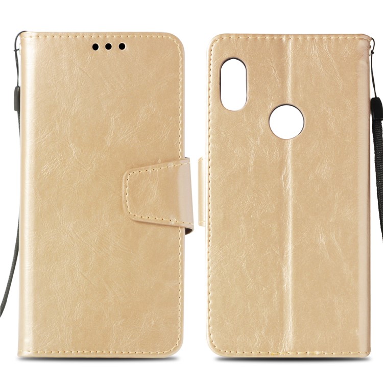 For Xiaomi Redmi Note 5 Pro (Dual Camera) / Redmi Note 5 (China) Vintage Oil Buffed Leather Stand Wallet Protective Folio Case - Gold-3