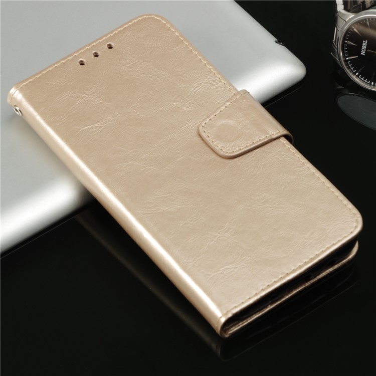 For Xiaomi Redmi Note 5 Pro (Dual Camera) / Redmi Note 5 (China) Vintage Oil Buffed Leather Stand Wallet Protective Folio Case - Gold-8
