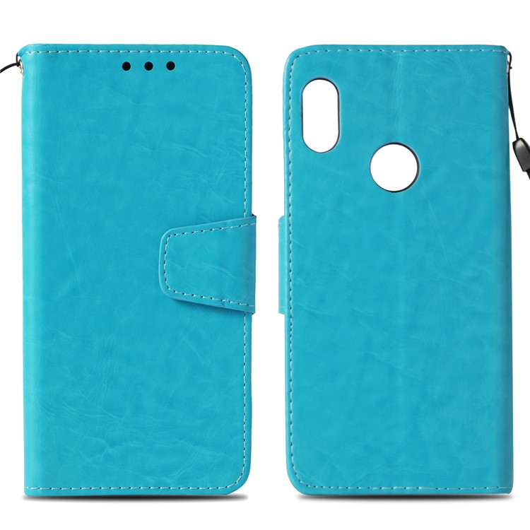 For Xiaomi Redmi Note 5 Pro (Dual Camera) / Redmi Note 5 (China) Vintage Oil Buffed Leather Stand Phone Accessory Case - Blue-3
