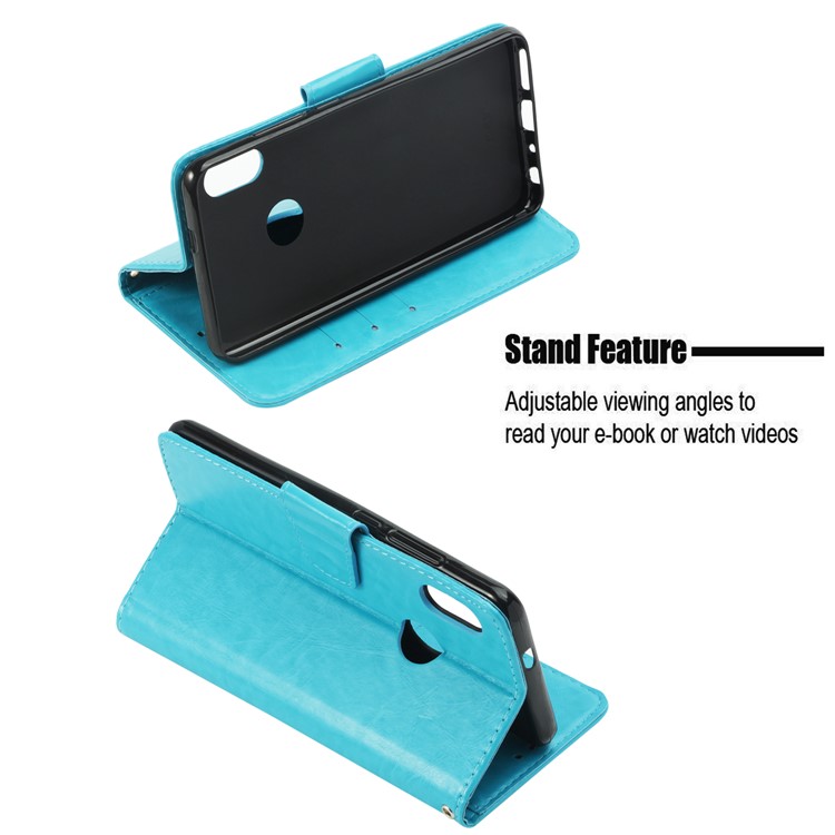 For Xiaomi Redmi Note 5 Pro (Dual Camera) / Redmi Note 5 (China) Vintage Oil Buffed Leather Stand Phone Accessory Case - Blue-4