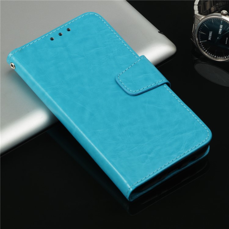 For Xiaomi Redmi Note 5 Pro (Dual Camera) / Redmi Note 5 (China) Vintage Oil Buffed Leather Stand Phone Accessory Case - Blue-7