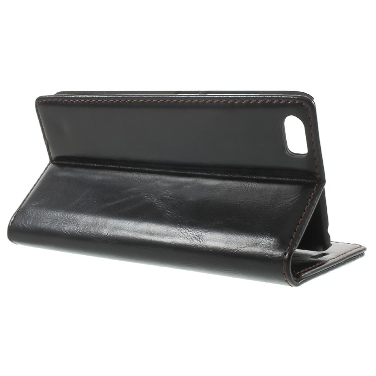CASEME Oil Wax Crazy Horse Leather Wallet Case for Xiaomi Mi 5 - Black-3