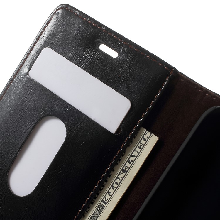 CASEME Oil Wax Crazy Horse Leather Wallet Case for Xiaomi Mi 5 - Black-6