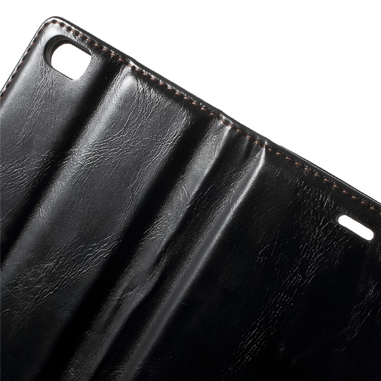 CASEME Oil Wax Crazy Horse Leather Wallet Case for Xiaomi Mi 5 - Black-7
