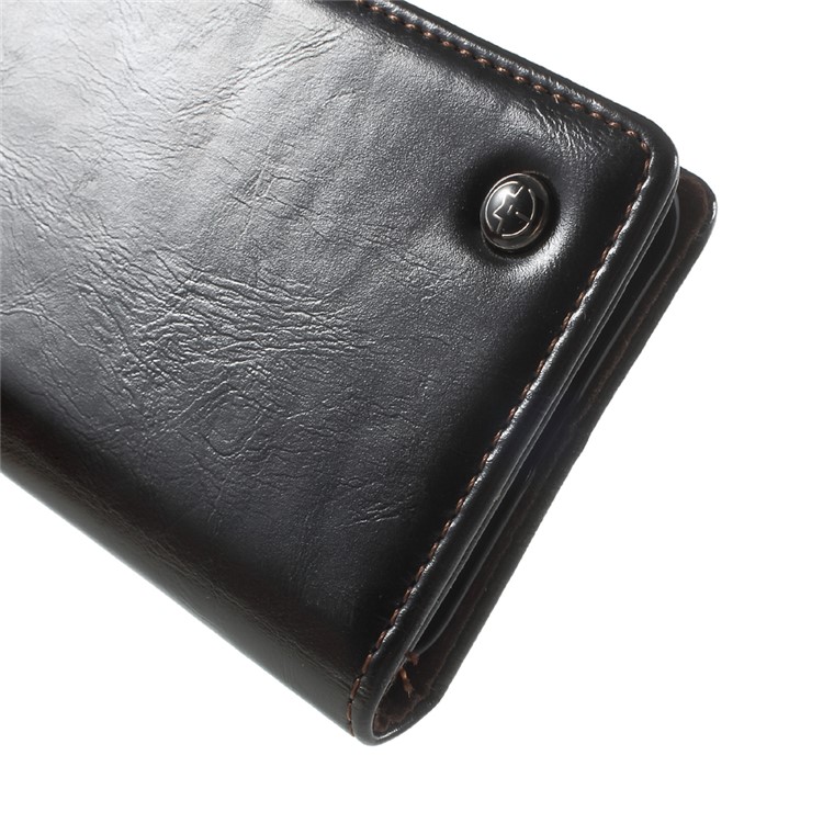 CASEME Oil Wax Crazy Horse Leather Wallet Case for Xiaomi Mi 5 - Black-8