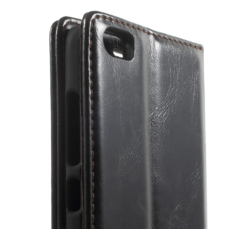CASEME Oil Wax Crazy Horse Leather Wallet Case for Xiaomi Mi 5 - Black-9