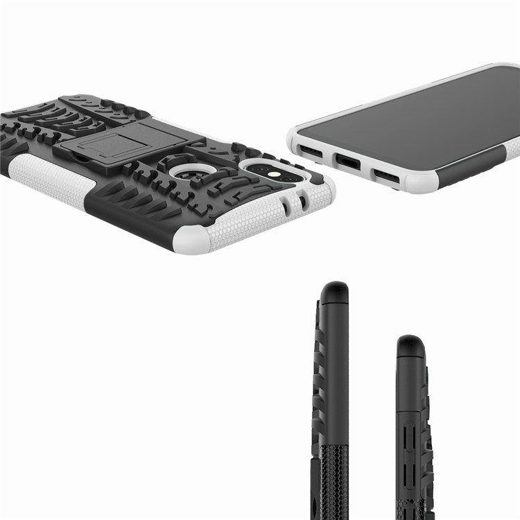 Tire Pattern Kickstand PC + TPU Hybrid Case for Xiaomi Mi A2 / Mi 6X - White-3