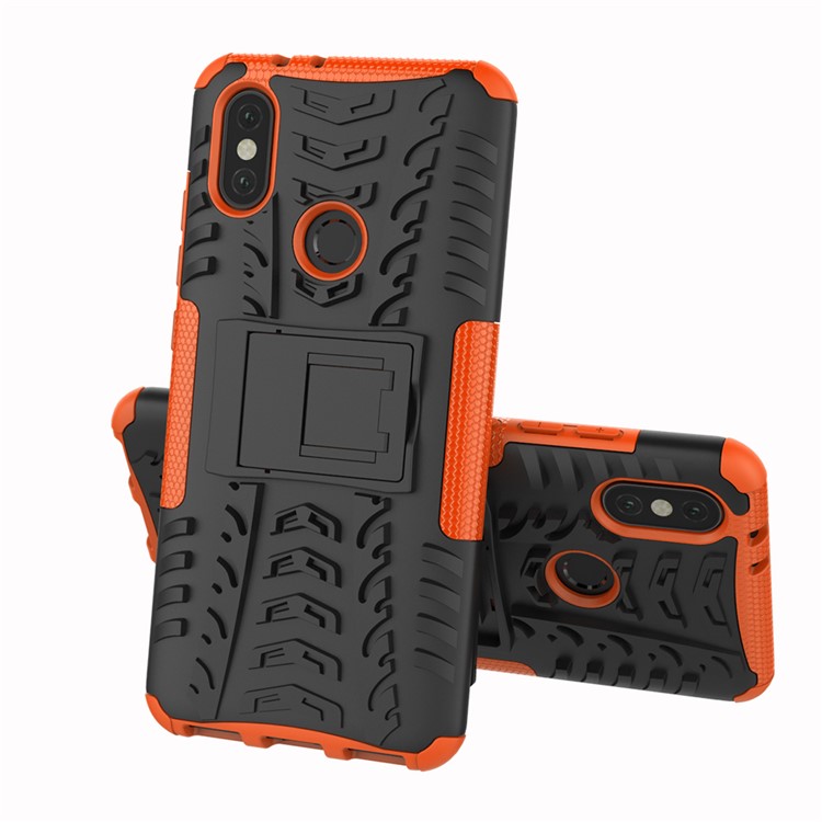Tire Pattern Kickstand PC + TPU Combo Cover for Xiaomi Mi A2 / Mi 6X - Orange-2