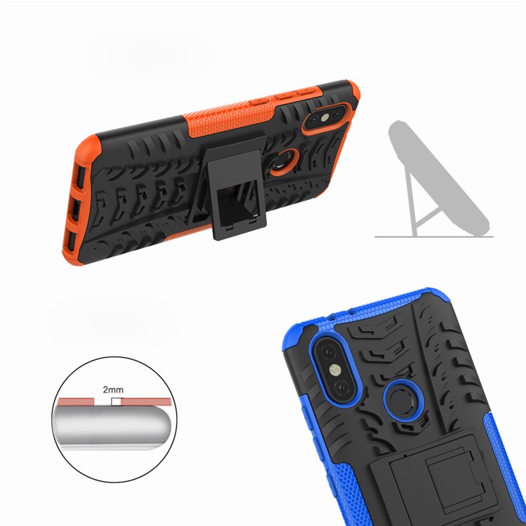 Tire Pattern Kickstand PC + TPU Combo Cover for Xiaomi Mi A2 / Mi 6X - Orange-3