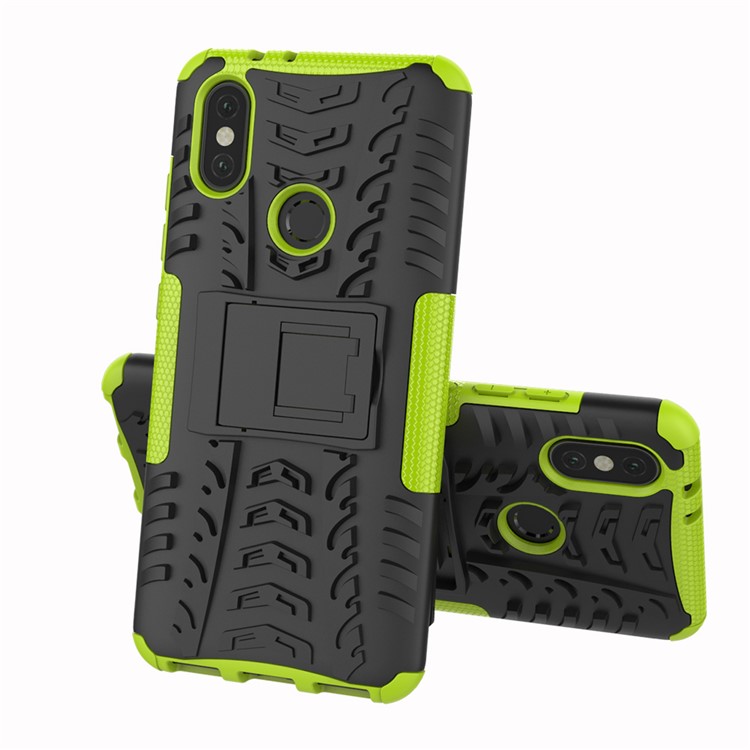 Tire Pattern Kickstand PC + TPU Combo Case for Xiaomi Mi A2 / Mi 6X - Green-2