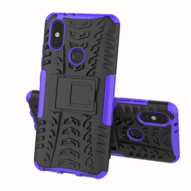 Tire Pattern Kickstand PC + TPU Hybrid Cell Phone Cover for Xiaomi Mi A2 / Mi 6X - Purple-2