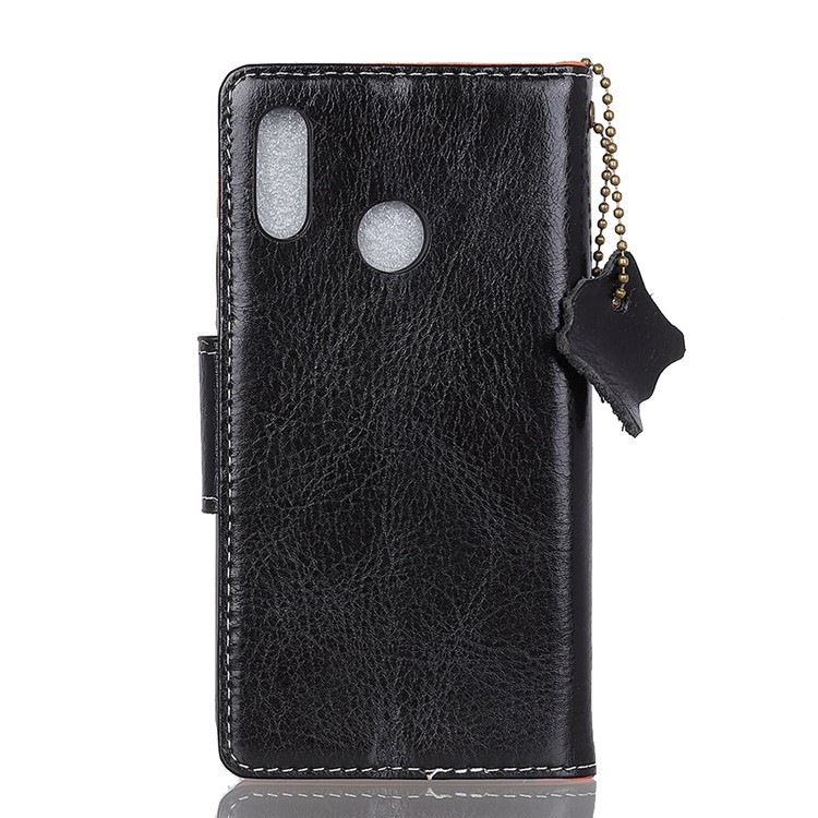 Crazy Horse Genuine Leather Wallet Stand Flip Case for Xiaomi Mi 6X - Black-2