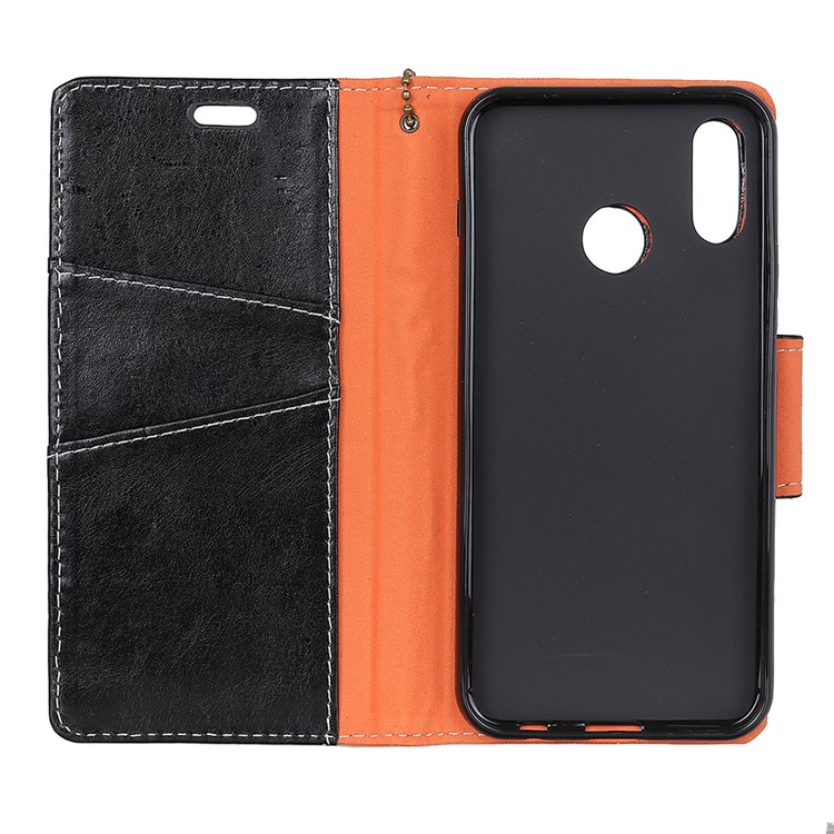 Crazy Horse Genuine Leather Wallet Stand Flip Case for Xiaomi Mi 6X - Black-3