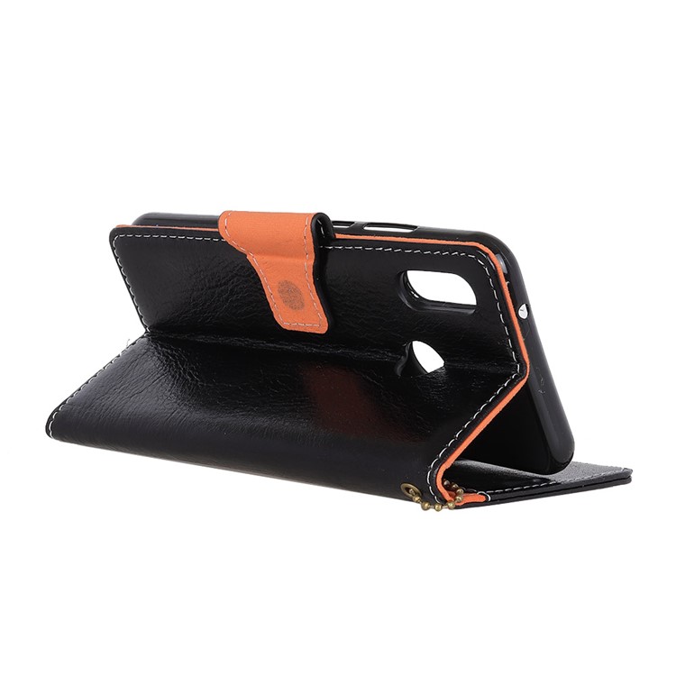 Crazy Horse Genuine Leather Wallet Stand Flip Case for Xiaomi Mi 6X - Black-4