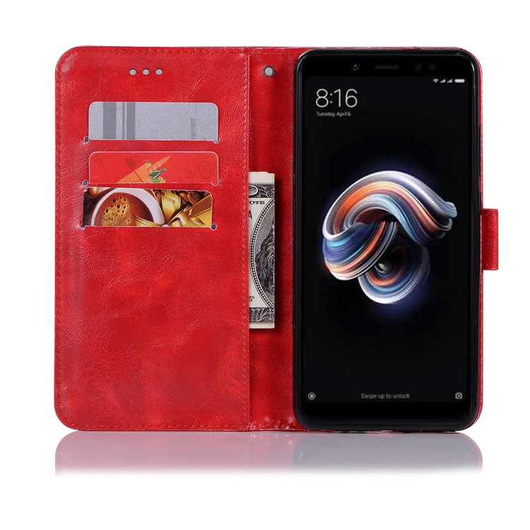 Retro Style PU Leather Folio Flip Cell Phone Shell for Xiaomi Mi A2 / Mi 6X - Red-4