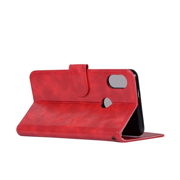 Retro Style PU Leather Folio Flip Cell Phone Shell for Xiaomi Mi A2 / Mi 6X - Red-6