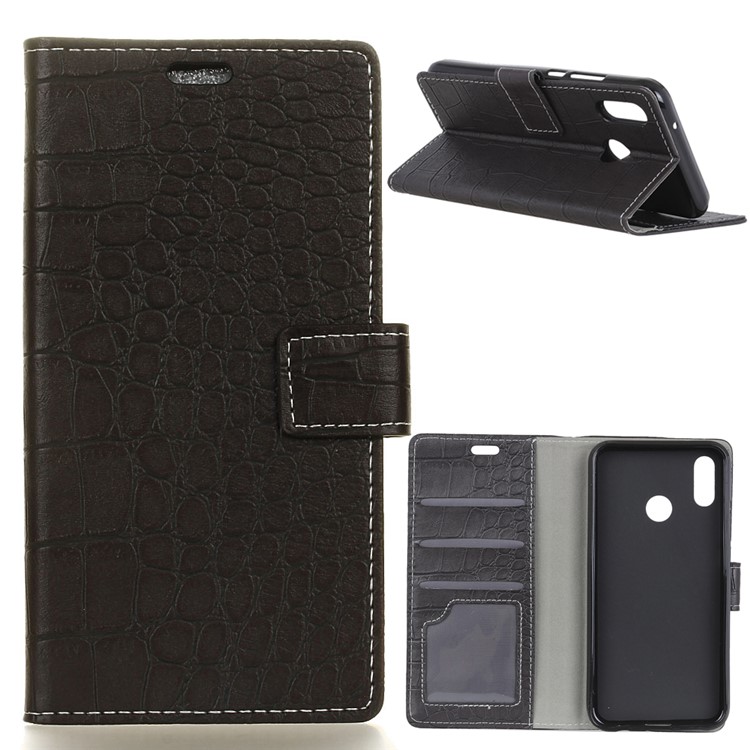 Crocodile Texture PU Leather Magnetic Stand Wallet Phone Case for Xiaomi Redmi S2 - Black-1