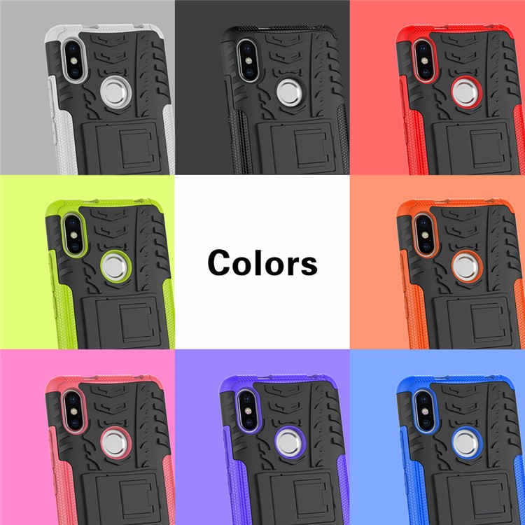 Tire Pattern Kickstand PC + TPU Hybrid Case for Xiaomi Redmi S2 / Y2 - White-4