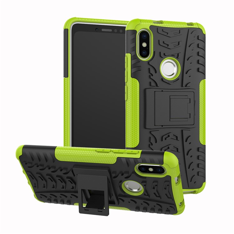 Tire Pattern Kickstand PC + TPU Hybrid Back Cover for Xiaomi Redmi S2 / Y2 - Green-1