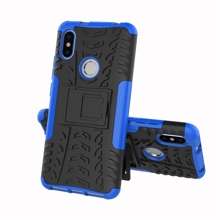 Tire Pattern Kickstand PC + TPU Hybrid Back Case for Xiaomi Redmi S2 / Y2 - Blue-2