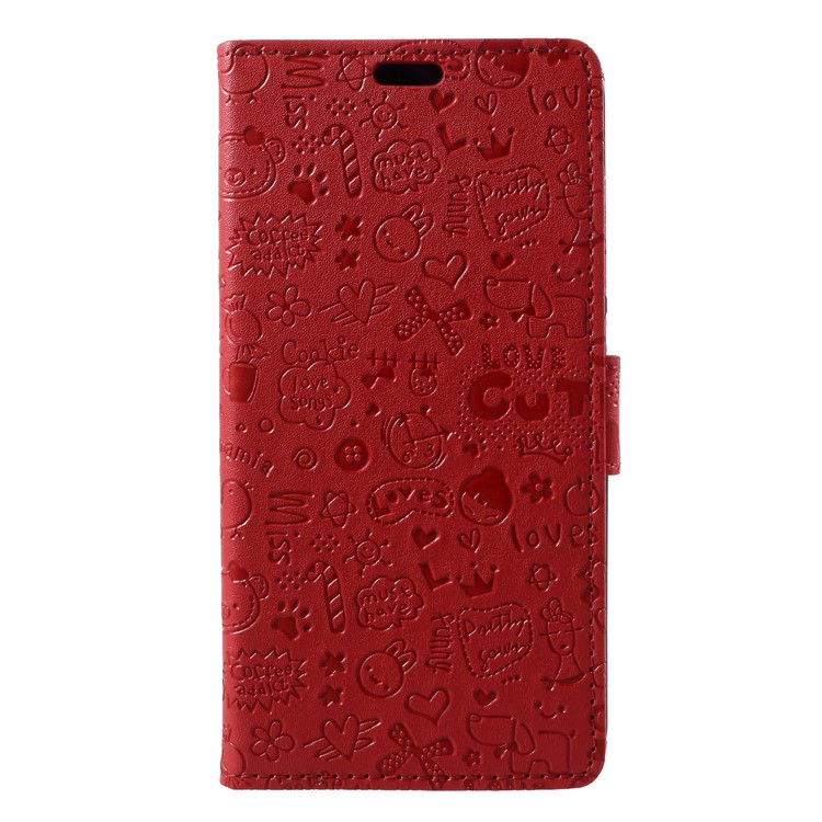Cartoon Graffiti Leather Wallet Phone Case for Xiaomi Mi 8 (6.21-inch) - Red-3