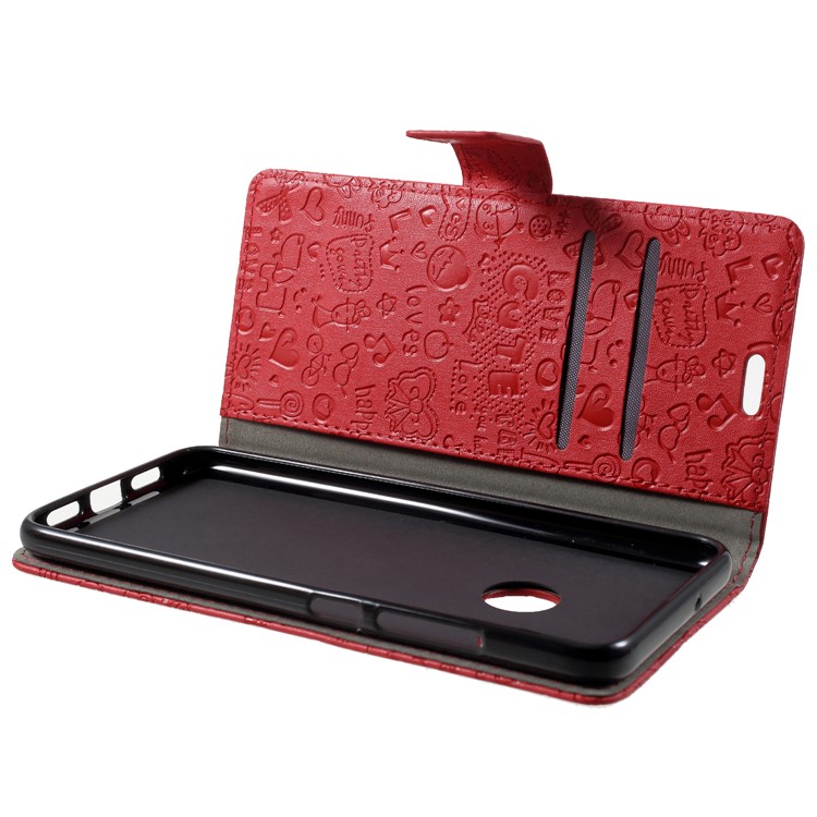 Cartoon Graffiti Leather Wallet Phone Case for Xiaomi Mi 8 (6.21-inch) - Red-5