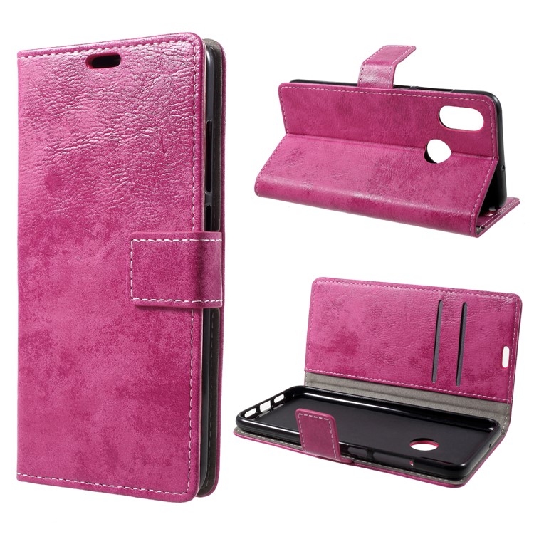 Vintage Style Leather Wallet Stand Case for Xiaomi Mi 8 (6.21-inch) - Rose-1