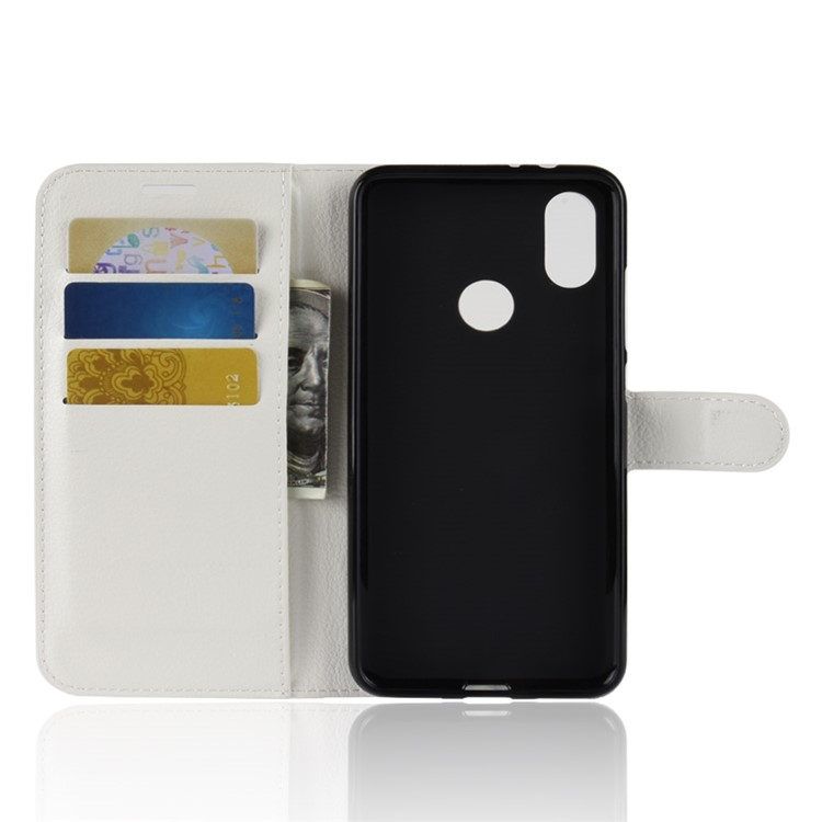Litchi Skin Wallet Leather Stand Cover for Xiaomi Redmi S2 / Y2 - White-3