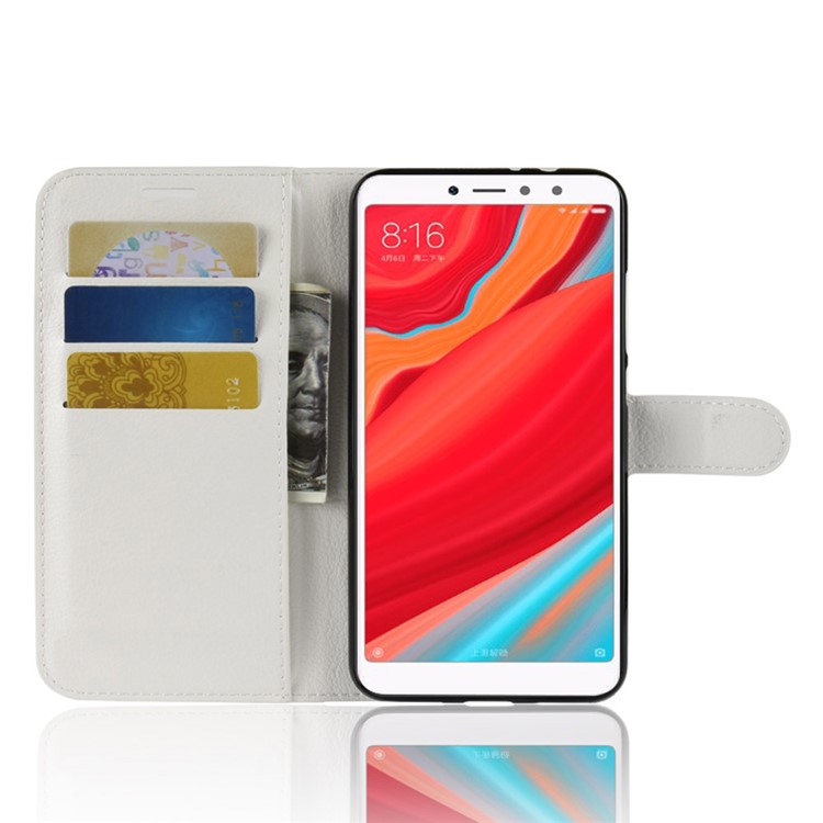 Litchi Skin Wallet Leather Stand Cover for Xiaomi Redmi S2 / Y2 - White-4