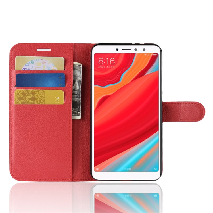 Portacellulare In Pelle Color Litchi Per Xiaomi Redmi S2 - Rosso-4