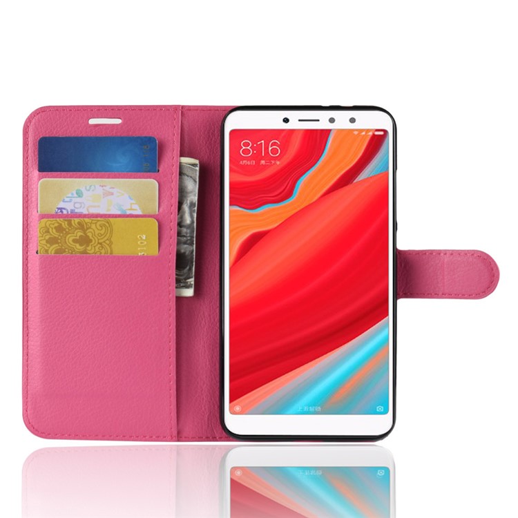 Litchi Skin Wallet Leather Protection Case for Xiaomi Redmi S2 / Y2 - Rose-4