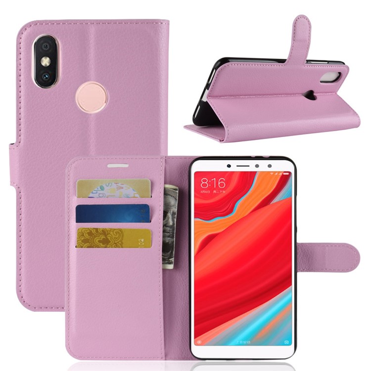 Litchi Skin Magnetic Leather Stand Case for Xiaomi Redmi S2 / Y2 - Pink-1