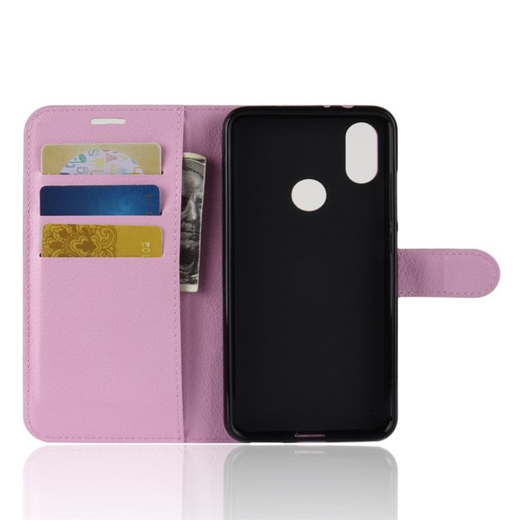 Litchi Skin Magnetic Leather Stand Case for Xiaomi Redmi S2 / Y2 - Pink-3