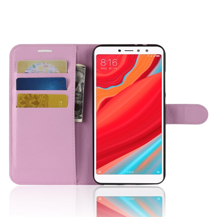 Litchi Skin Magnetic Leather Stand Case for Xiaomi Redmi S2 / Y2 - Pink-4