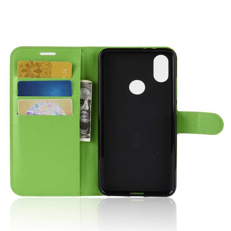 Litchi Skin Magnetic Leather Stand Cover for Xiaomi Redmi S2 / Y2 - Green-3