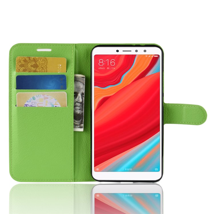 Litchi Skin Magnetic Leather Stand Cover for Xiaomi Redmi S2 / Y2 - Green-4