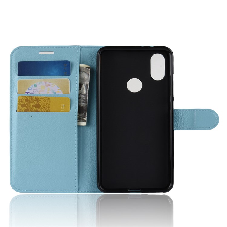 Litchi Skin Leather Stand Case with Card Slots for Xiaomi Redmi S2 / Y2 - Baby Blue-3