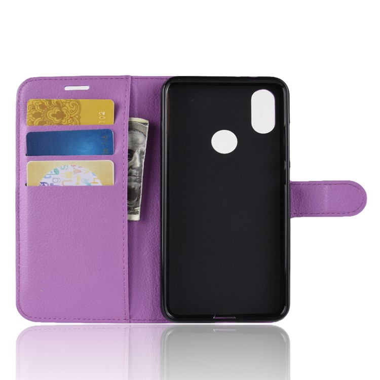 Litchi Skin Leather Stand Cover with Card Slots for Xiaomi Redmi S2 / Y2 - Purple-3