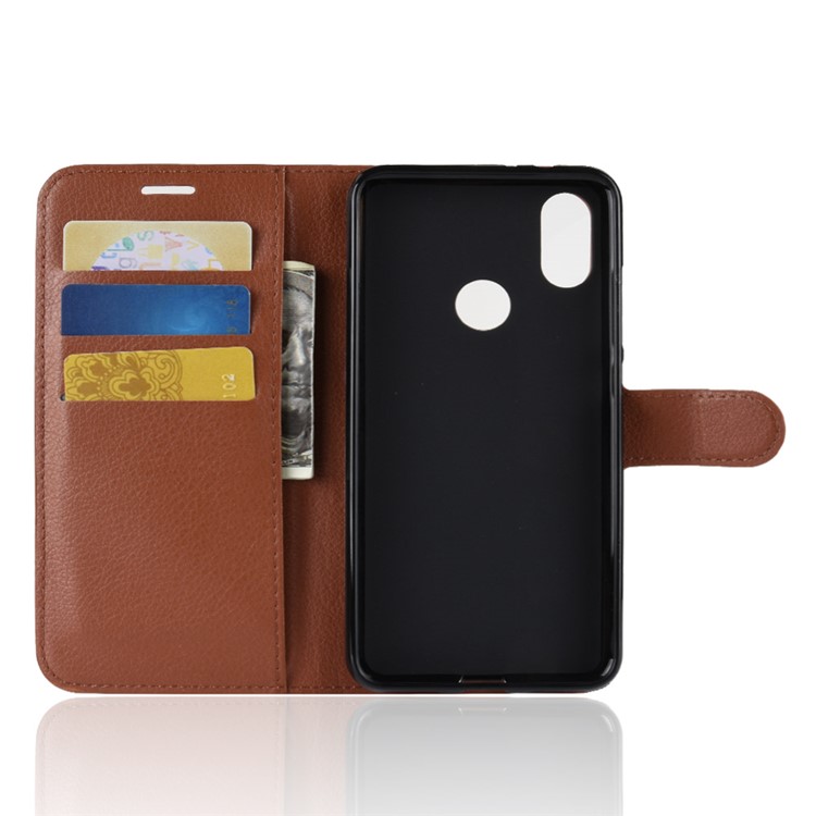 Litchi Skin Wallet Leather Mobile Phone Case for Xiaomi Redmi S2 / Y2 - Brown-3