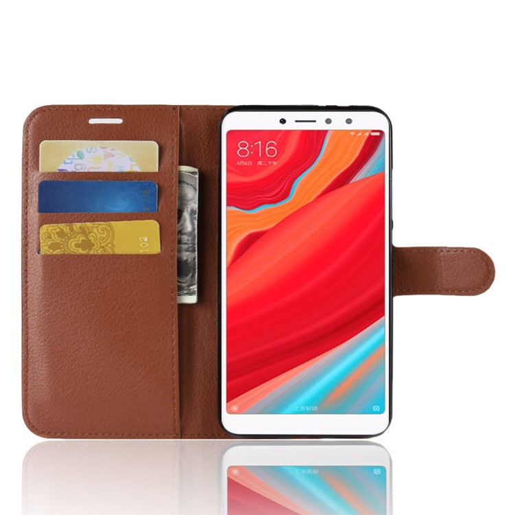Litchi Skin Wallet Leather Mobile Phone Case for Xiaomi Redmi S2 / Y2 - Brown-4