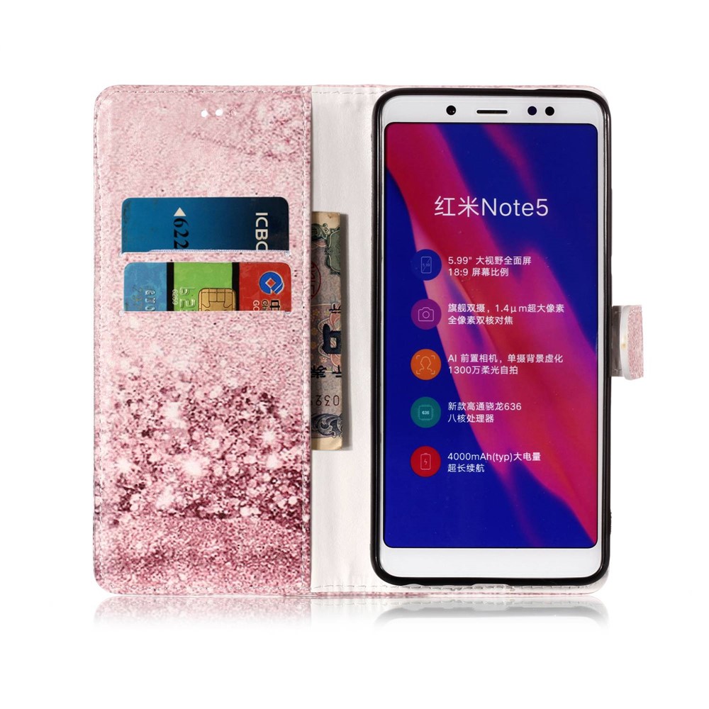 Pattern Printing Wallet Stand Leather Case for Xiaomi Redmi Note 5 Pro (Dual Camera) / Redmi Note 5 (China) - Glittery Sequins-19