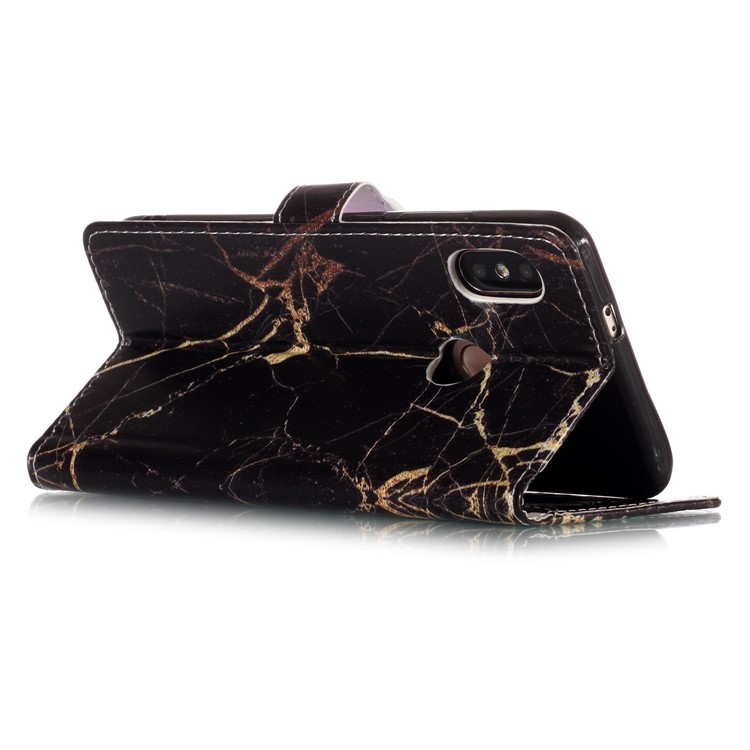 Pattern Printing Wallet Stand Leather Flip Cover for Xiaomi Redmi Note 5 Pro (Dual Camera) / Redmi Note 5 (China) - Black Marble-4