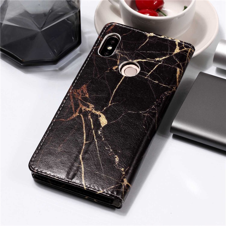 Pattern Printing Wallet Stand Leather Flip Cover for Xiaomi Redmi Note 5 Pro (Dual Camera) / Redmi Note 5 (China) - Black Marble-10