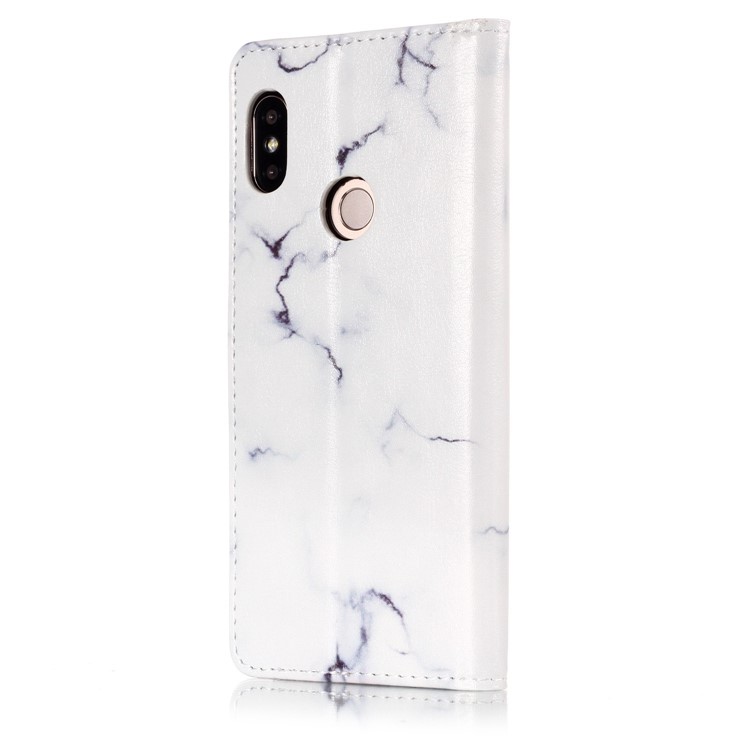 Pattern Printing Wallet Stand Leather Case Shell for Xiaomi Redmi Note 5 Pro (Dual Camera) / Redmi Note 5 (China) - White Marble-16