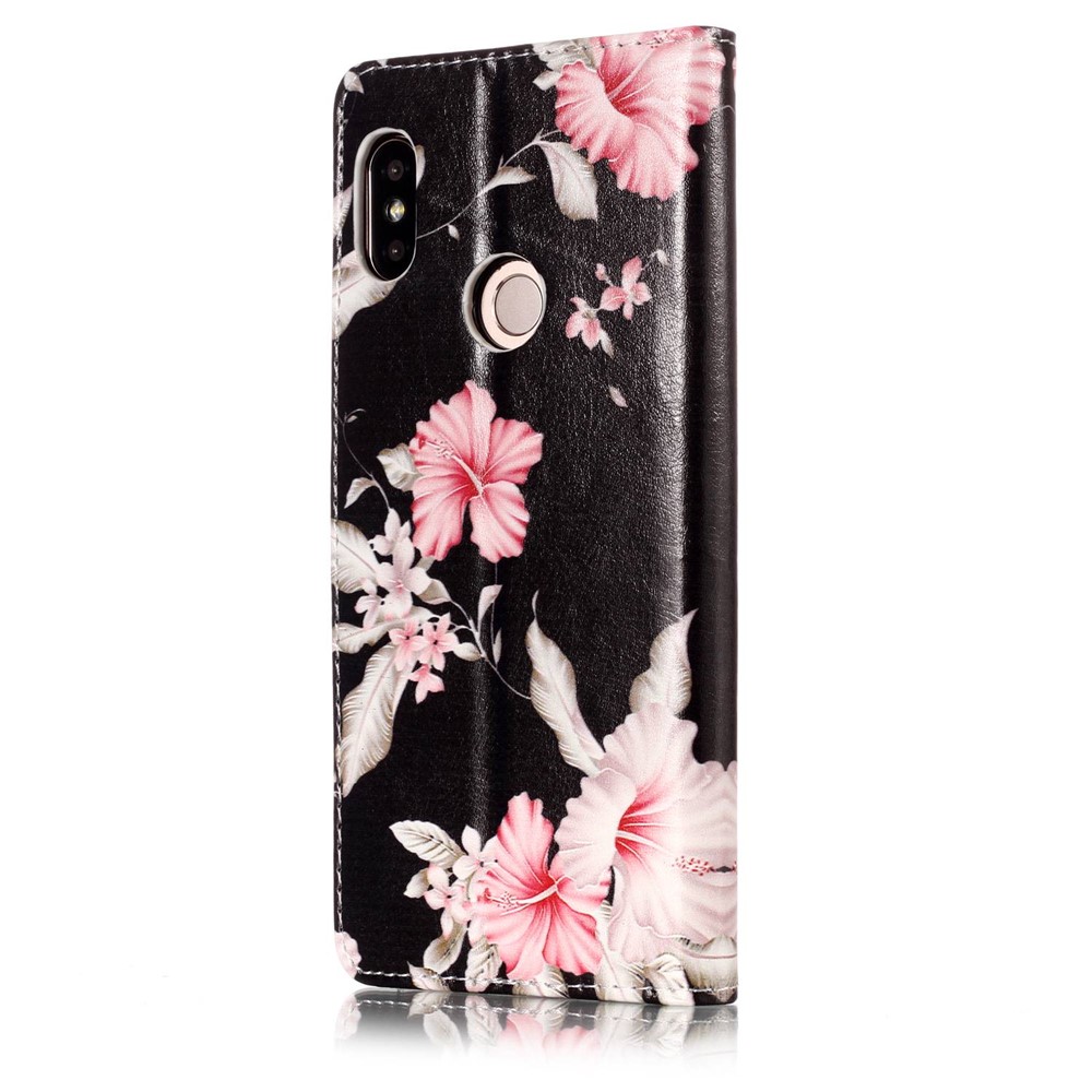 Pattern Printing Willet Stand Carcasa de Teléfono de Cuero Para Xiaomi Redmi Note 5 Pro (cámara Dual) / Redmi Note 5 (China) - Hermosas Flores