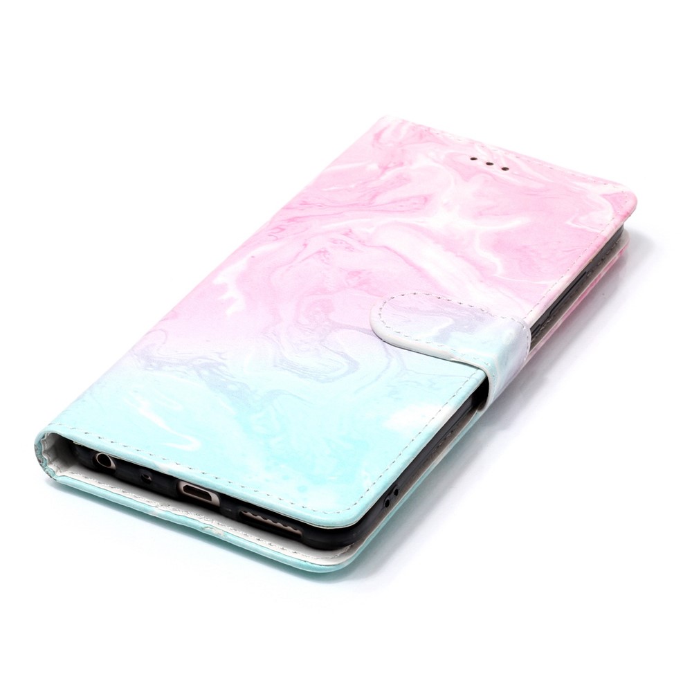 Modèle D'impression de Portefeuille Couverture Mobile en Cuir Pour Xiaomi Redmi Note 5 Pro (double Caméra) / Redmi Note 5 (chine) - Motif de Lave Bleu et Rose