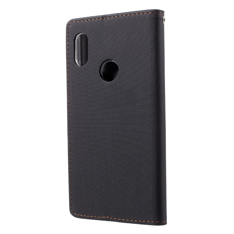 ROAR KOREA Twill Leather Wallet Stand Case for Xiaomi Redmi Note 5 (12MP Rear Camera) / Redmi 5 Plus (China) - Black-2