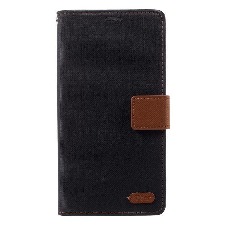 ROAR KOREA Twill Leather Wallet Stand Case for Xiaomi Redmi Note 5 (12MP Rear Camera) / Redmi 5 Plus (China) - Black-3