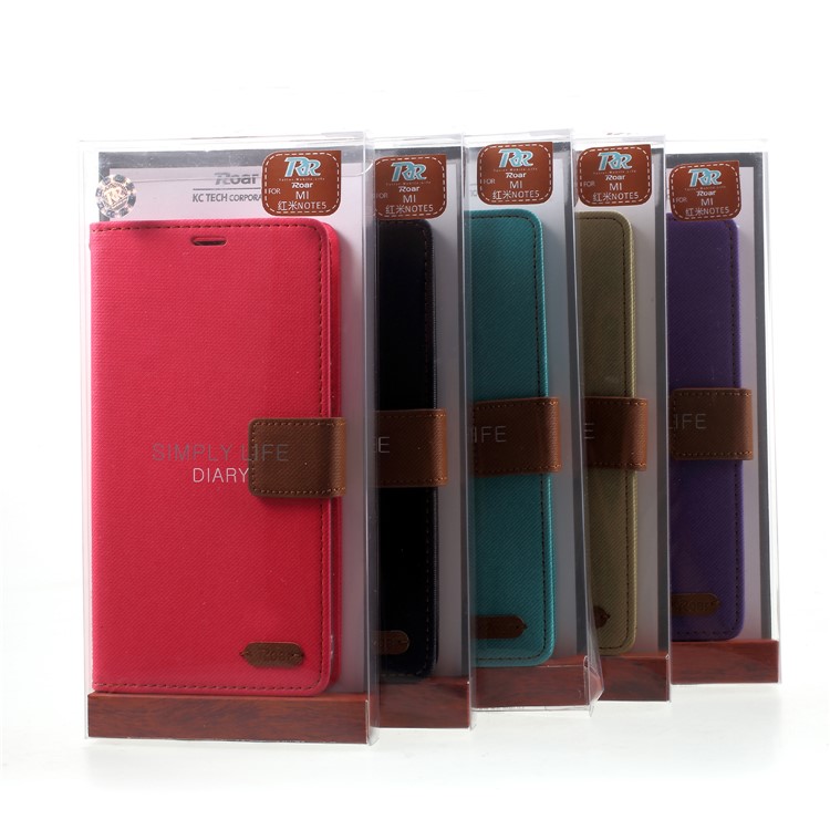 ROAR KOREA Twill Leather Wallet Stand Case for Xiaomi Redmi Note 5 (12MP Rear Camera) / Redmi 5 Plus (China) - Black-8
