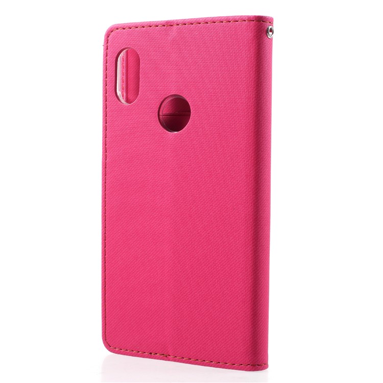 ROAR Twill Leather Wallet Stand Cover for Xiaomi Redmi Note 5 (12MP Rear Camera) / Redmi 5 Plus (China) - Rose-2